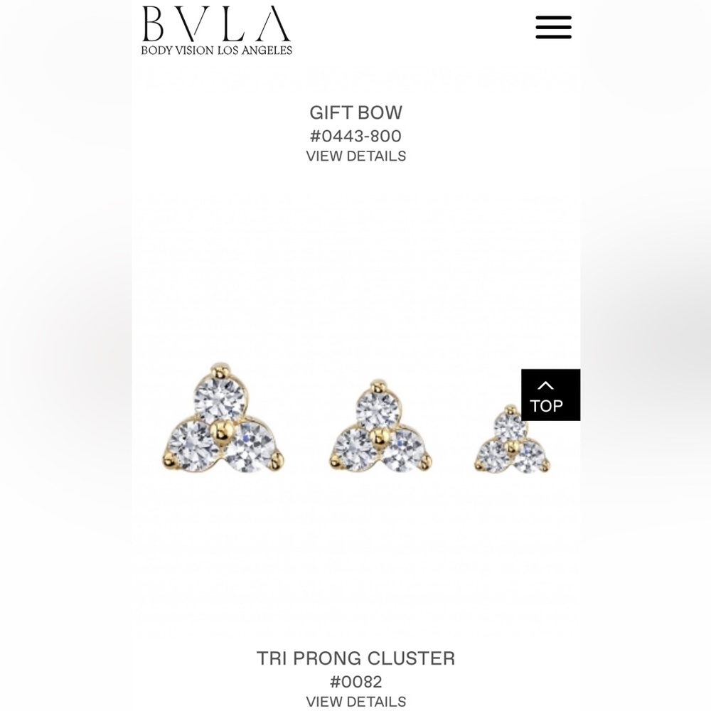 BVLA three prong cluster CZ yellow gold